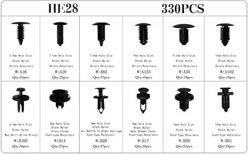 330Pcs 12Sizes Car Plastic Rivets Fasteners Push Type Pin Rivets Clips Trim Kit for Ford Honda GM Acura Chrysler ETE in Saudi Arabia