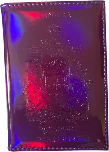 Pretty Little Passports Chrome Canada Passport Cover Vaccine Card Holder Combo, Passport Holder with Vaccine Card Slot (Purple & Gold) in Kuwait