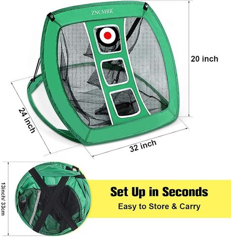 Pop Up Golf Chipping Net, Indoor/Outdoor Golfing Target Net Collapsible Portable Golf Hitting Net with 15 Training Balls and 2 Hitting Mats for Backyard Driving and Swing in Saudi Arabia