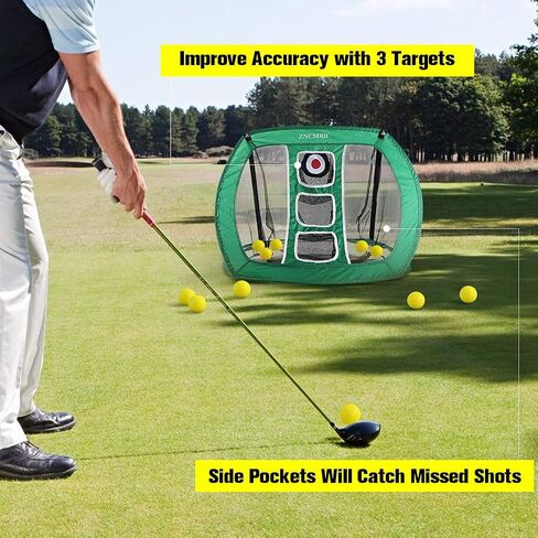 Pop Up Golf Chipping Net, Indoor/Outdoor Golfing Target Net Collapsible Portable Golf Hitting Net with 15 Training Balls and 2 Hitting Mats for Backyard Driving and Swing in Saudi Arabia