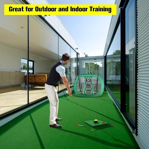 Pop Up Golf Chipping Net, Indoor/Outdoor Golfing Target Net Collapsible Portable Golf Hitting Net with 15 Training Balls and 2 Hitting Mats for Backyard Driving and Swing in Saudi Arabia