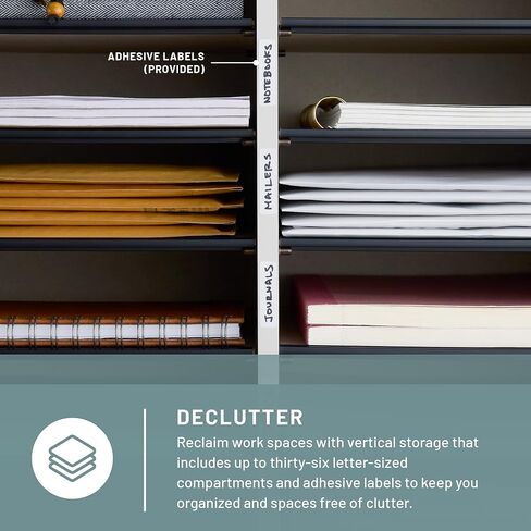 Safco Wooden Paper and Mail Organizer for Home Office and Classroom, Adjustable Shelves and Stackable, 24 Compartments, Modern Gray in Kuwait