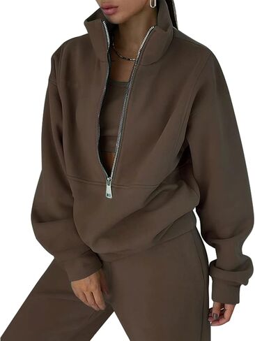 طقم رياضي عصري للنساء من ايسكتند، طقم مكون من قطعتين بنصف سحاب وسروال وسويت شيرت للسفر in Kuwait