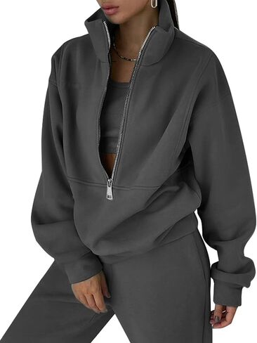 طقم رياضي عصري للنساء من ايسكتند، طقم مكون من قطعتين بنصف سحاب وسروال وسويت شيرت للسفر in Kuwait