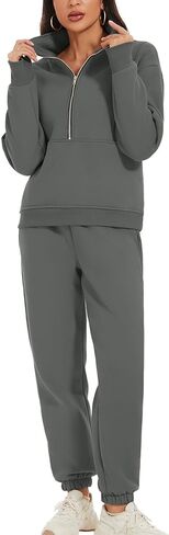 طقم رياضي عصري للنساء من ايسكتند، طقم مكون من قطعتين بنصف سحاب وسروال وسويت شيرت للسفر in Kuwait