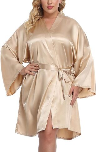 PENGEE Women's Plus Size Short Satin Kimono Robes Silky Bathrobes Sleepwear Wedding Party Dressing Gown in Saudi Arabia