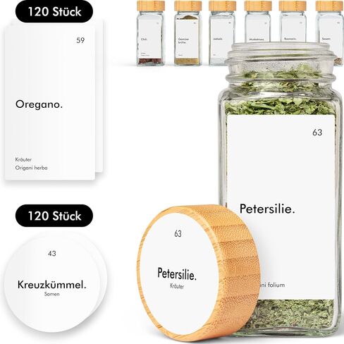 KIVY 240 Waterproof Spice Labels (Round & Rectangle) - Herb and Spice Apothecary Stickers for Jars - Indian Spice Labels - Customizable Labels in Kuwait