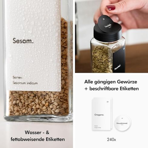 KIVY 240 Waterproof Spice Labels (Round & Rectangle) - Herb and Spice Apothecary Stickers for Jars - Indian Spice Labels - Customizable Labels in Kuwait