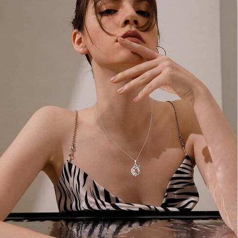 كونبو قلادة طائر طنان من الفضة الاسترلينية عيار 925 مع قلادة طائر طنان تركواز مع زهرة فيروز، مجوهرات هدايا عيد الميلاد التذكارية للنساء والفتيات، فضة استرلينية، لا, فضة استرلينية, لا أحجار كريمة in Kuwait