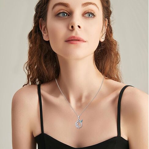 كونبو قلادة طائر طنان من الفضة الاسترلينية عيار 925 مع قلادة طائر طنان تركواز مع زهرة فيروز، مجوهرات هدايا عيد الميلاد التذكارية للنساء والفتيات، فضة استرلينية، لا, فضة استرلينية, لا أحجار كريمة in Kuwait