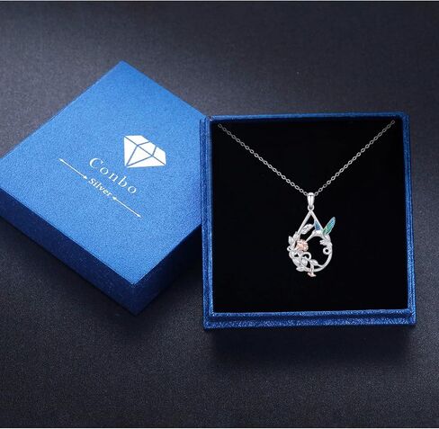 كونبو قلادة طائر طنان من الفضة الاسترلينية عيار 925 مع قلادة طائر طنان تركواز مع زهرة فيروز، مجوهرات هدايا عيد الميلاد التذكارية للنساء والفتيات، فضة استرلينية، لا, فضة استرلينية, لا أحجار كريمة in Kuwait