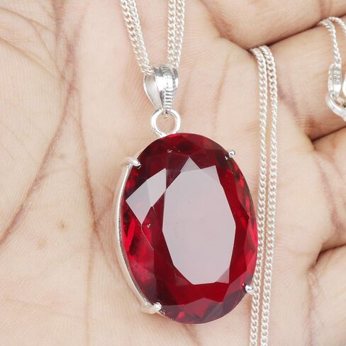 GEMHUB 18.00 Gram Sky Blue Color Aquamarine Gemstone Pendant Without Chain, Fine Oval Cut Sterling Silver 1 Piece Pendant Without Chain in Saudi Arabia