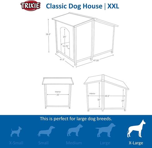 TRIXIE Small natura Classic Outdoor Dog House, Weatherproof Finish, Elevated Floor, Brown in Saudi Arabia