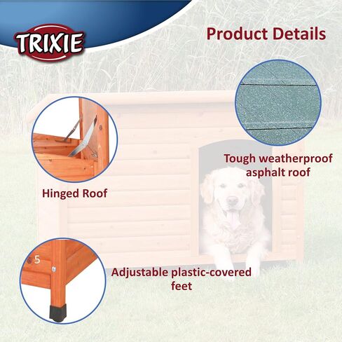 TRIXIE Small natura Classic Outdoor Dog House, Weatherproof Finish, Elevated Floor, Brown in Saudi Arabia