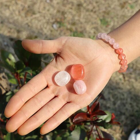 GolbalJew Natural Stone Beads Bracelet With Healing Stones Crystal Beginner Gift Set of 4 for Emotional Balance, Lava Rock, Lapis Lazuli, Sodalite, Apatite, Turquoise, Amazonite, Obsidian, Hematite, Tiger's eye Palm Stones in Saudi Arabia
