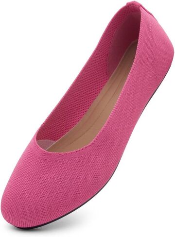 Shoe Land Flats for Women – Knit Ballet Flats, Soft Square Toe Slip-On Flat Shoes with Memory Foam, Foldable Lightweight Comfort for Work Travel Daily Wear in Saudi Arabia