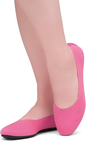 Shoe Land Flats for Women – Knit Ballet Flats, Soft Square Toe Slip-On Flat Shoes with Memory Foam, Foldable Lightweight Comfort for Work Travel Daily Wear in Saudi Arabia