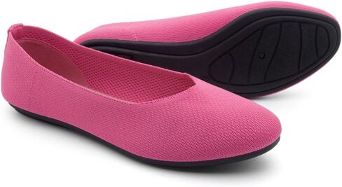 Shoe Land Flats for Women – Knit Ballet Flats, Soft Square Toe Slip-On Flat Shoes with Memory Foam, Foldable Lightweight Comfort for Work Travel Daily Wear in Saudi Arabia