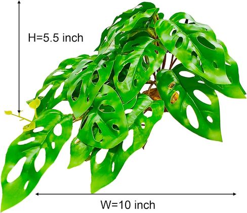 Woyrise Reptile Artificial Plants for Terrarium, Amphibian Habitat Decor Plant, Bearded Dragon Tank Decorations fit Gecko Lizard Chameleon Ball Python Snake Frog - Monstera in Saudi Arabia