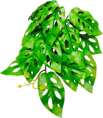 Woyrise Reptile Artificial Plants for Terrarium, Amphibian Habitat Decor Plant, Bearded Dragon Tank Decorations fit Gecko Lizard Chameleon Ball Python Snake Frog - Monstera in Saudi Arabia