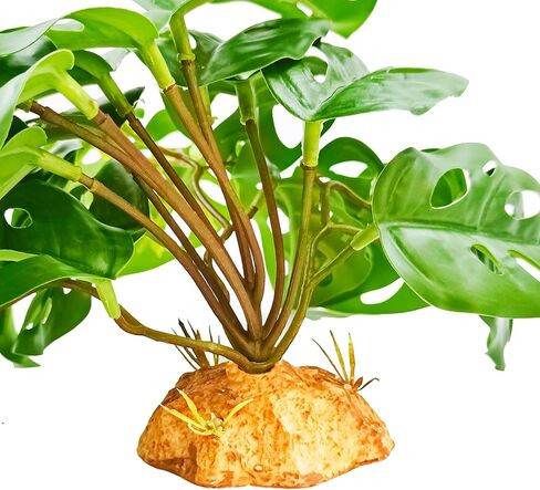Woyrise Reptile Artificial Plants for Terrarium, Amphibian Habitat Decor Plant, Bearded Dragon Tank Decorations fit Gecko Lizard Chameleon Ball Python Snake Frog - Monstera in Saudi Arabia