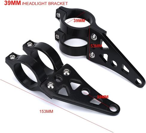 2Pcs Motorcycle Headlight Brackets, Keenso Universal Aluminum Alloy Motorcycle Headlight Fork Mounting Brackets 39mm 41mm (Black) in Saudi Arabia