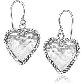 925 Sterling Silver Braided Heart Dangle Earrings With 1.00 TCW Cubic Zirconia, Dainty Earrings, Hypoallergenic and Nickel-Free, Earrings For Women, Jewelry for Women, Silver Jewelry, Gift For Her
