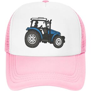 Yipaidel Boys' Blue Tractor Mesh Trucker Hat, Adjustable Snapback Baseball Cap for Ages 3-13