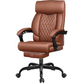 Office Chair, Big and Tall Office Chair, Reclining Office Chair with Footrest Home Office Desk Chairs, High Back Ergonomic Office Chair with Lumbar Support, Executive Leather Office Desk Chair