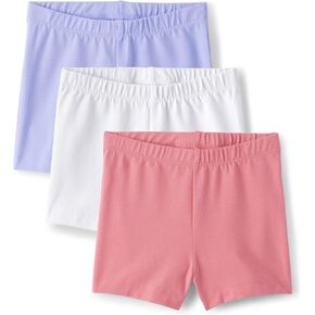 The Children's Place Baby Toddler Girls Pull on Everyday Shorts, Peach/Purple/White 3-Pack, 18-24 Months