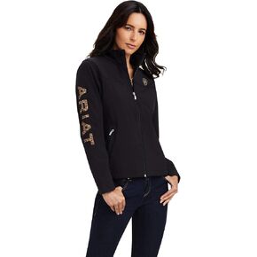 Ariat Female New Team Softshell Jacket Black/Leopard 1X