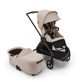 Bugaboo Dragonfly City Stroller with Full-Size Baby Bassinet and Toddler Seat, One Hand Easy Fold in Any Position, Full Suspension, Large Basket, Graphite Chassis and Grey Melange Sun Canopy