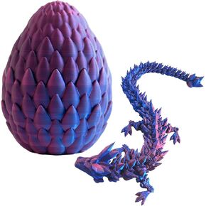 KyooteLfv 3D Printed Dragon, Crystal Dragon Fidget Toy, Articulated Dragon Eggs Fidget Toy Surprise for Adults, Flexiable Relife Fidget Toy Dragon, Color Purple