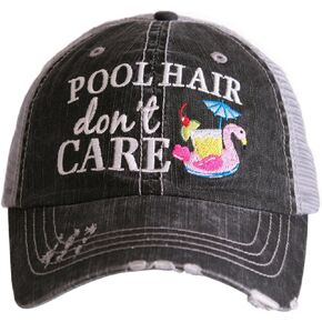 KATYDID Pool Hair Don't Care Baseball Hat - Trucker Hat for Women - Stylish Cute Ball Cap