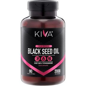 Kiva Black Seed Oil Softgel Capsules - Cold-Pressed (2000mg), 1.5%+ High Thymoquinone (TQ), 100% Turkish Nigella Sativa Seed Oil, 90 Vegan Softgels