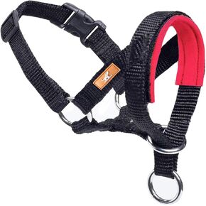 Dog Head Collar with Soft Fabric, Dog Head Harness for Dog to Stop Pulling with Adjustable Loop(S,Black)