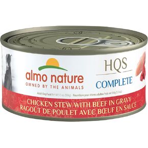 almo nature: HQS Complete Dog 12 Pack: Chicken Stew with Beef in Gravy - 5.5 oz Cans, Adult Dog Canned Wet Food, Daily Meal, Grain Free