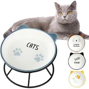 Cat Food Bowl Elevated Cat Bowl with Metal Stand, Cute Cat Water Bowl Raised Cat Bowl Whisker Friendly Cat Bowls for Indoor Cats, Kitten, Puppies and Small Dogs Dishwasher Safe, Fish Bone in Kuwait