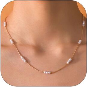 Long Pearl Necklaces for Women White Faux Pearl Necklace Layered Pearl Necklace Pearl Beaded Necklace Wedding Birthday Valentine Day Jewlery Gifts for Girls in Kuwait