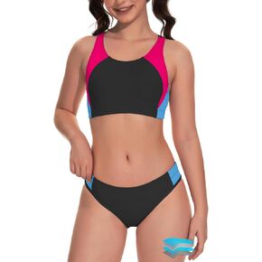 Beautikini Period Swimwear Two Piece Menstrual Leakproof Sporty Bikini Sets Bathing Suit Period Swimsuit for Teen Girls