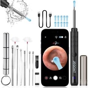 Ear Wax Removal, Ear Wax Removal Tool Camera, Ear Cleaner, Wireless Ear Wax Removal Kit Includes 9 Ear Pick, Compatible with iOS and Android, with 1296P HD Camera and LED Light (Purple)