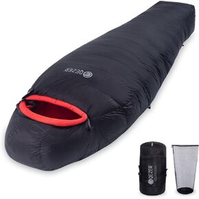 QEZER 0 Degree Sleeping Bag for Adults 660 Fill Power Down Sleeping Bag for Cold Weather -20°F / -8°F / 0°F / 10°F Large Lightweight Sleeping Bag