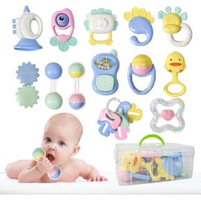 Cuterabit 13PCS Baby Rattles 0-6 Months, Baby Teething Toys with Storage Case, Infant Toys 0-3-6-12 Months, Baby Girl Toys, Best Newborn Gift for Babies Boy Girl
