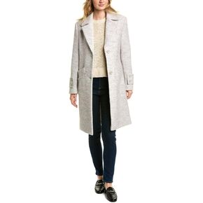 Marc New York by Andrew Marc Women's Classic Boucle Wool Notch Collar, Ivory, Medium