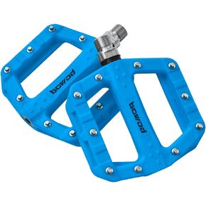 Flat MTB Bicycle Pedals Mountain Bike Colored Pedals, Glass-Fiber Nylon Composite Platform Pedal w 9/16" Sealed Cr-Mo Spindle, BMX Gravel Road Bike Pedals Clipless for Adult Women Youth Bikes