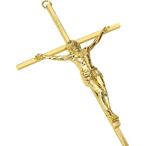 KUXBET Crucifix Wall Cross, Metal Vintage Wall Hanging Cross,10inch Antique Brass Jesus Crucifix Home Décor