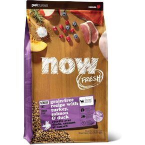 GO! SOLUTIONS Now Fresh Grain Free Cat Food, 3 lb - Dry Cat Food Recipe for Senior Cats with Real Meat and Fish for Protein