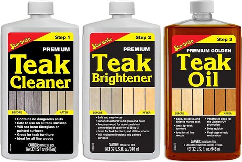 STAR BRITE Premium Teak Brightener - Enhances Natural Wood Grain & Restores Tone & Color While Preparing for a More Consistent Application of Teak Oil, Sealer or Stain in Saudi Arabia