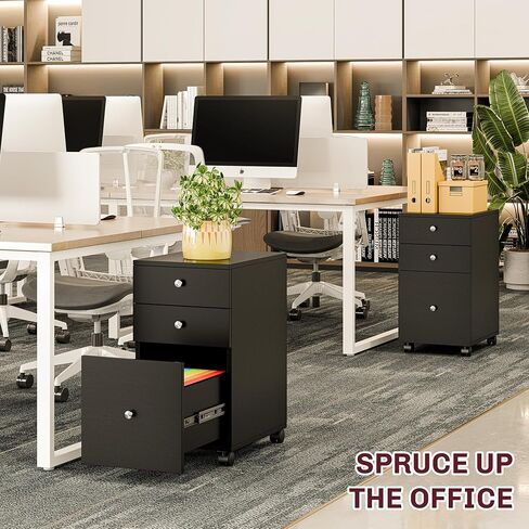 Shintenchi Wood Lateral File Cabinets, Office Filing Cabinets with Socket and USB Charging Port, Modern Rolling Printer Stand with Storage for A4, Letter Size and File Folders, Rustic Brown in Saudi Arabia
