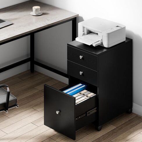 Shintenchi Wood Lateral File Cabinets, Office Filing Cabinets with Socket and USB Charging Port, Modern Rolling Printer Stand with Storage for A4, Letter Size and File Folders, Rustic Brown in Saudi Arabia